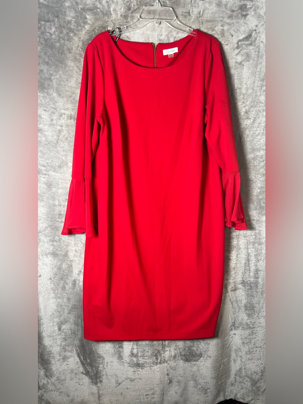 Calvin Klein Bright Red Long-Sleeve Bell Cuff Dress